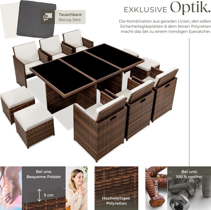 Actual product image tectake Rattan garden furniture set New York with protective cover, variant 2 (178 cm)