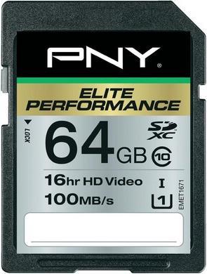 PNY SDXC Card 64GB, Class 10, Elite Perf (64 GB, SDXC, U3, UHS-I)