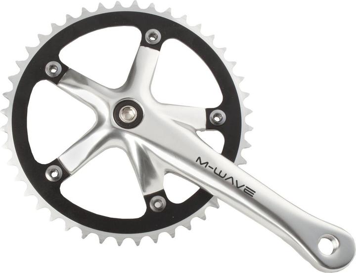 Produktbild M-Wave Single Speed Kurbel, Silber (Schwarz / Silber/44 Z?hne)