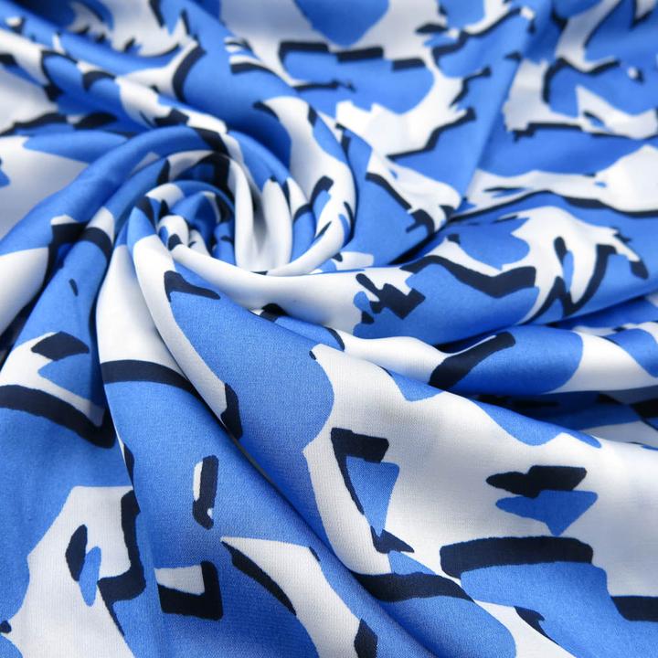 Produktbild Stoffrestposten Satin - Modernes Muster Blau