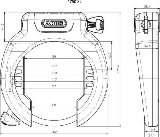 Actual product image Abus Frame lock 4750XL & battery lock IT2.1 T82 Bosch keyed alike black