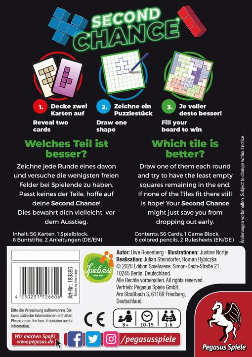Actual product image Pegasus 18339G - Second Chance, 2. Edition (Edition Spielwiese), card game, 1-6 players (English)