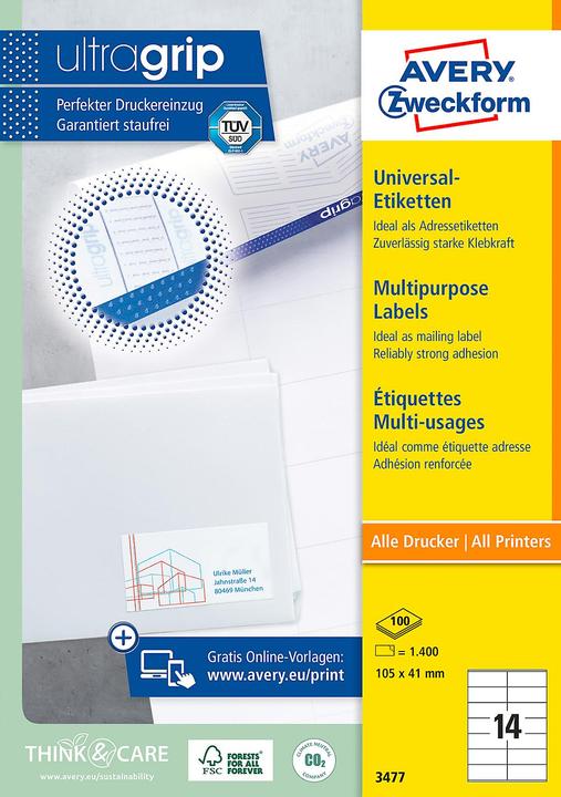 Actual product image Avery Universal labels