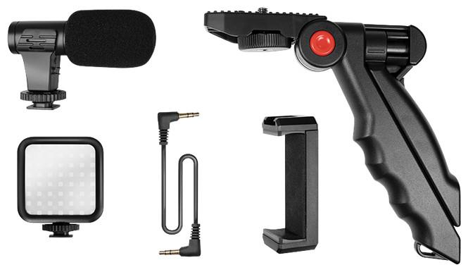 Image du produit LogiLink Kit vlogger avec lumière LED, microphone + trépied, pour smartphones 4,77
