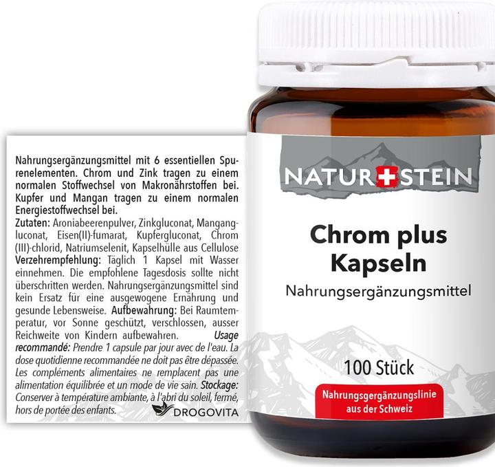 Valori nutrizionali e ingredienti Naturstein Cromo plus caps (1 Pezzo/i, Pillole, 154 g)