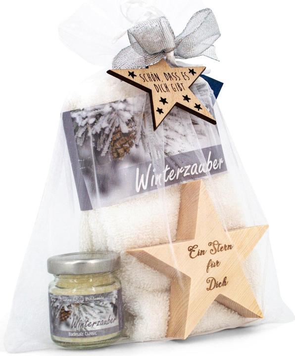 Actual product image ZNatur Christmas gift set Swiss stone pine wood Swiss stone pine star gift decoration bath salts & cloth (Body care set)