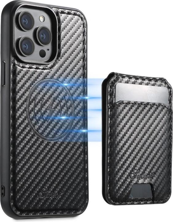 Produktbild Ueli Express Magnetische Carbon Optik Hülle mit abnehmbarem Kartenhalter (Apple iPhone 16 Pro)