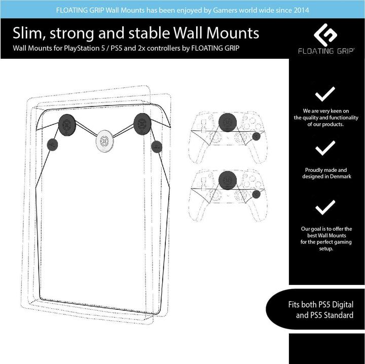 Actual product image Floating Grip Playstation 5 Wall Mounts by (PS5)