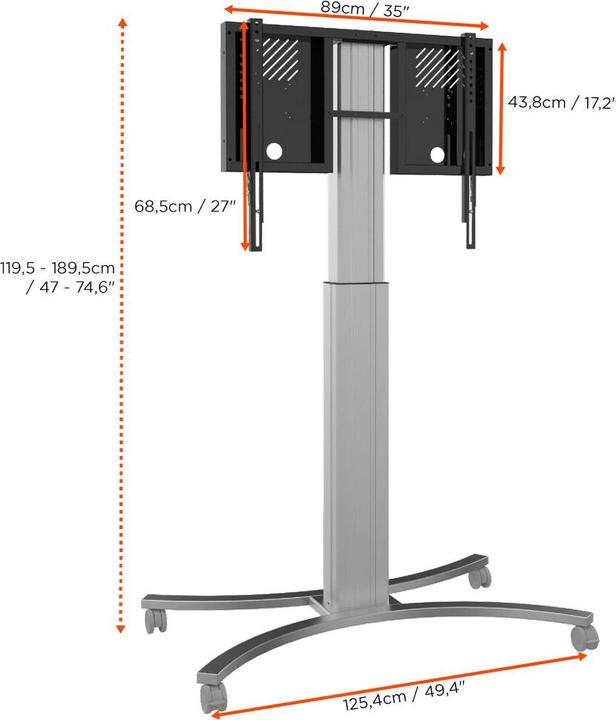 Produktbild Celexon Expert elektrisch höhenverstellbarer Display-Rollwagen Adjust-4286MS - 70cm (86", 136 kg)