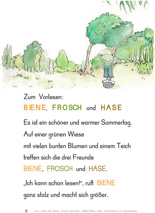 Nutritional values and ingredients Thomé:Lesen mit Biene, Frosch und Hase (German, Kurzi Shortriver, D. Orie, Prof Dr Günther Thomé, Dorothea Thomé, 2024)