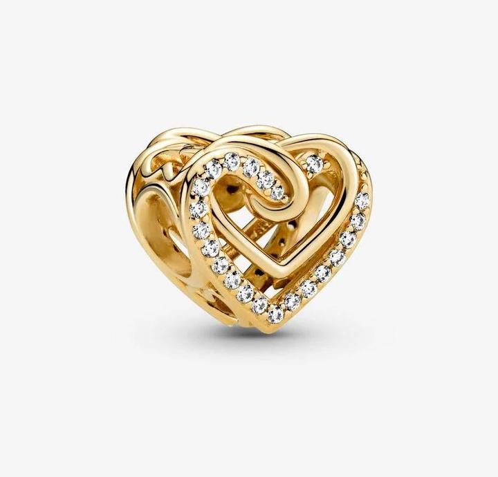 Produktbild Pandora 14k Gold Funkelnde Verschlungene Herzen Charm (Metalllegierung vergoldet)