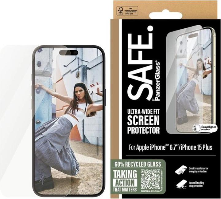 Actual product image PanzerGlass SAFE. Screen Protector iPhone '24 6.7" Ultra-Wide Fit (1 Piece, Apple iPhone 16 Plus)