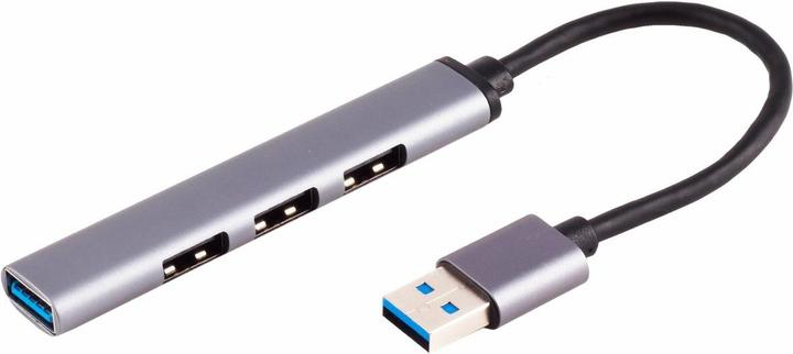 Actual product image Shiverpeaks ®-BASIC-S--USB-A hub, 3.0, 4-port USB-A, ALU, slim, 0.12m (USB-A, 4 Ports)