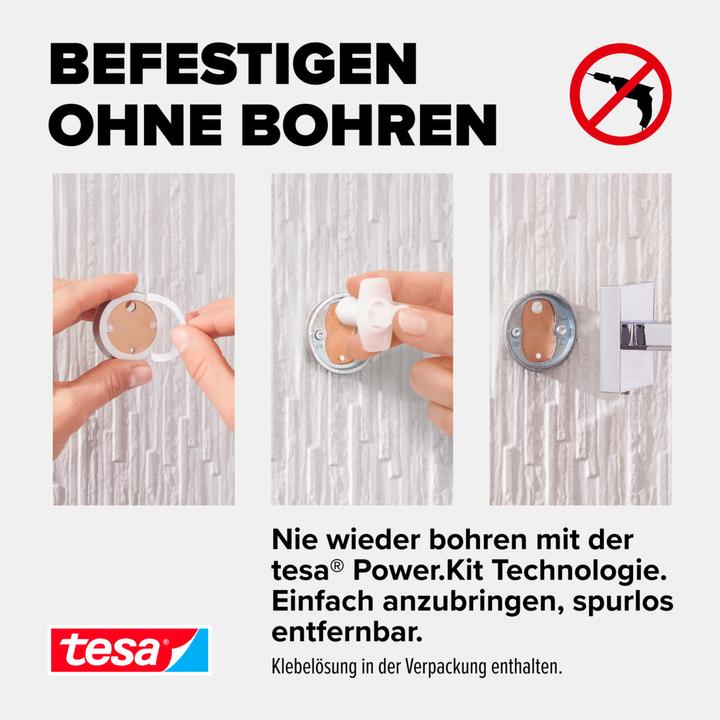 Produktbild tesa DELUXXE Toilettenrollenhalter mit Ablage inkl. Klebelösung ohne Bohren
