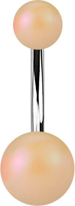 Produktbild Star Piercing Banane silber mit zwei Kugeln Perglanz matt creme (Acryl, ohne Messing, Chirurgenstahl 316L)