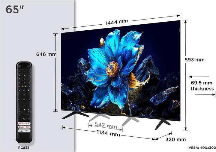 Immagine prodotto TCL P7 65P7K, 165,1 cm (65"), 3840 x 2160 Pixel, QLED, Smart-TV, WLAN, Metallisch (65", QLED, 4K)