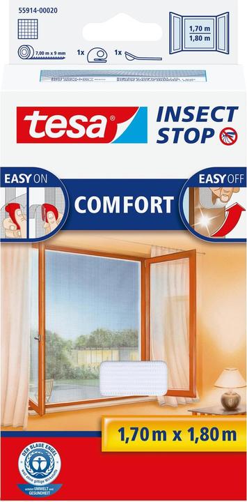 tesa Insektenschutz COMFORT für Fenster, mit Klettband, selbstklebend, ohne Bohren