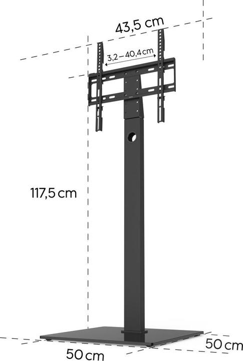Productafbeelding Hama Vrijstaande TV-standaard, draaibaar, in hoogte verstelbaar, 165 cm (65") tot 35 kg (Universeel, 65", 35 kg)