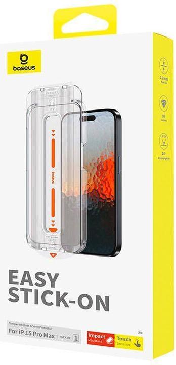 Actual product image Baseus Sapphire Tempered Glass 0.3mm for iPhone 15 ProMax (1 Piece, Apple iPhone 15 Pro Max)