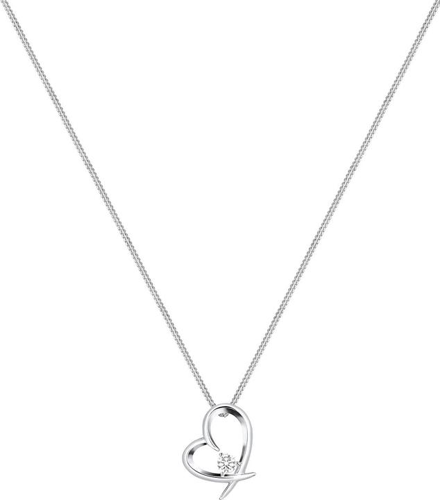 Actual product image Elli Necklace Heart Curved Zirconia 925 Silver (925 sterling silver, Zirconia, 45 cm)