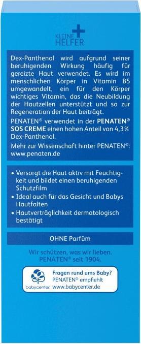 Valeurs nutritives et ingrédients Penaten Crème SOS Bébé Petits Secours