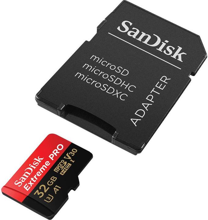 Actual product image SanDisk Extreme PRO UHS-I V30 (32 GB, microSDHC, U3, UHS-I)