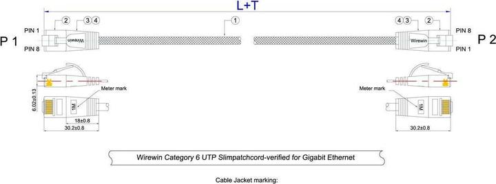 Image du produit Wirewin Câble réseau avec gaine en nylon (UTP, CAT6, 0.25 m)