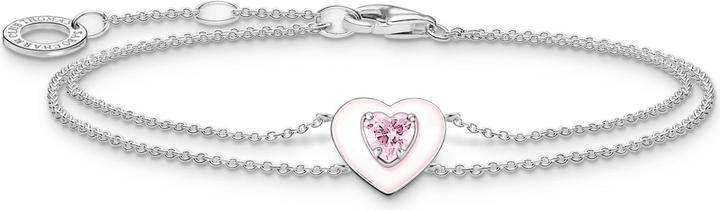 Immagine prodotto Thomas Sabo Bracciale cuore con pietra rosa, argento (19 cm, Argento 925, Smalto)