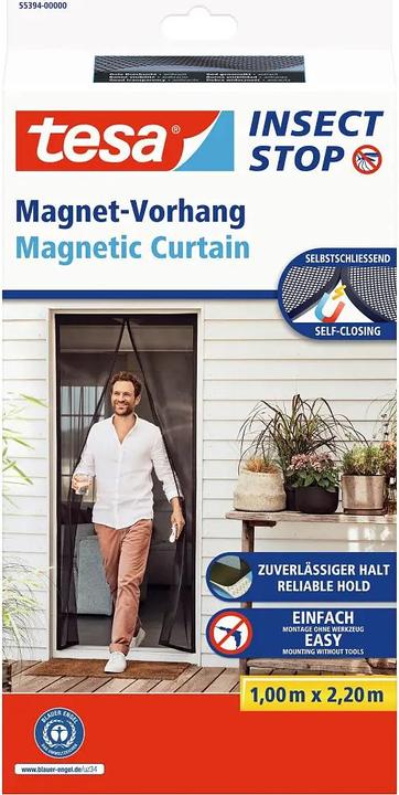 Image du produit tesa Moustiquaire magnétique pour portes de balcon et de terrasse, à fermeture automatique, montage sans (80 x 200 cm)