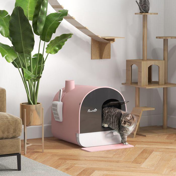 Produktbild Swisshandel24 Katzentoilette mit Haube, für Katzen bis 5 kg, Rosa (Katzenklo geschlossen)
