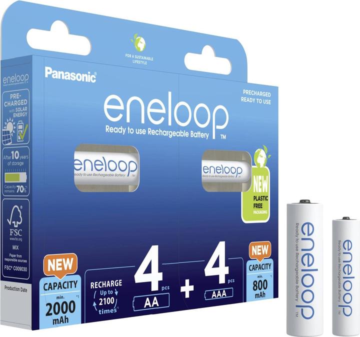 Produktbild Panasonic eneloop 4x AA + 4x AAA (8 Stk., AA, AAA, 800.20 mAh)
