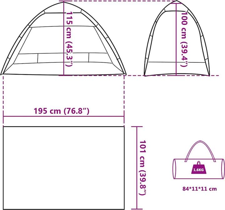 Actual product image VidaXL Beach tent 2 persons Quick Release Waterproof (beach tent, 1.60 kg, 2 persons)