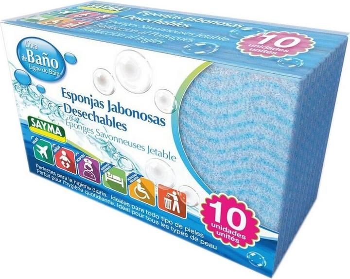 Actual product image Sayma Body sponge Localisation-B0972Q3KP4 Disposable plastic sponge (10 pieces) (10 uds) (Intimate washing lotion)