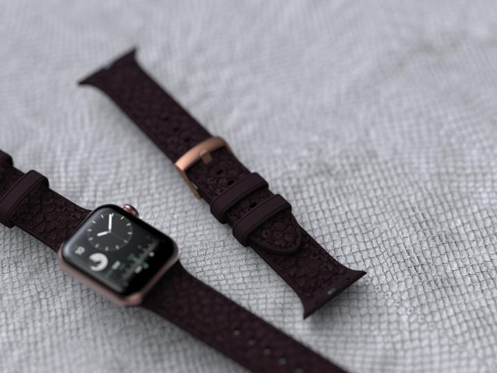 Actual product image Njord Eldur Watch Strap For (45 mm, 44 mm, Vegan Leather, Silicone, Vegan salmon leather)