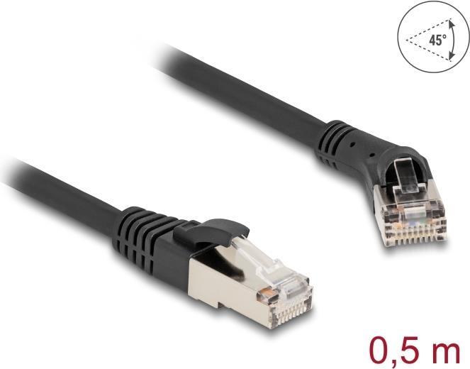 Image du produit Delock Câble réseau RJ45 Cat.8.1 S/FTP mâle 45ï¿½ à angle droit vers mâle droit jusqu'à 40 (S/FTP, CAT8.1, 0.50 m)
