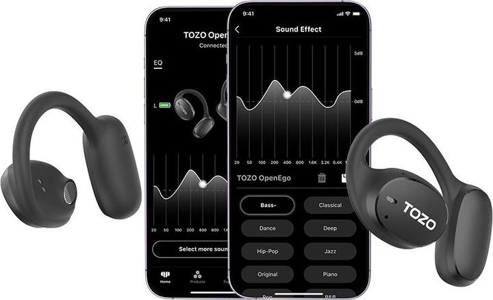 Produktbild Tozo OpenEgo True Wireless Stereo (TWS) Kostne USB Typ-C Bluetooth Headset Schwarz (ANC, 10 h, Kabellos)