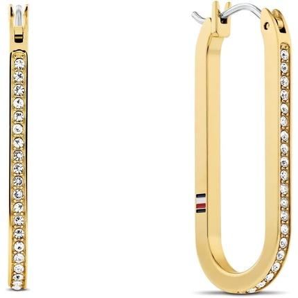Tommy Hilfiger Oval gold-plated earrings with crystals Dog Tag 2780866 (Edelstahl)