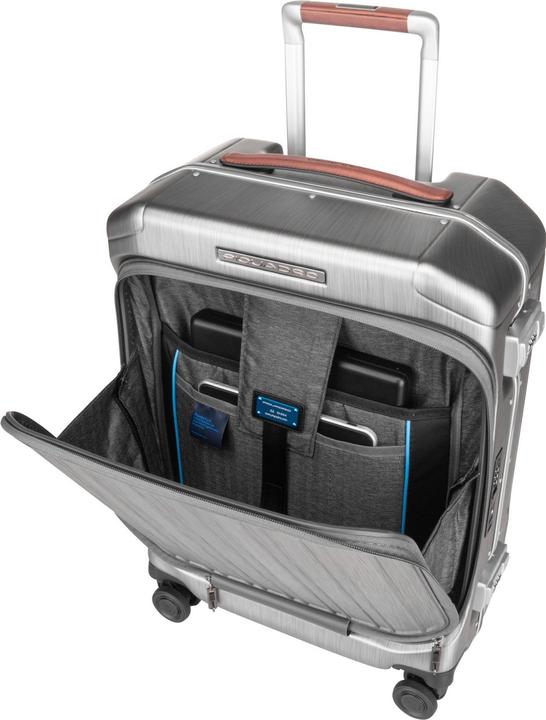 Produktbild Piquadro PQ-Light - Fast-Check Handgepäck Hartschalentrolley Schwarz/Leder (37 l, Handgepäck (bis 50l))