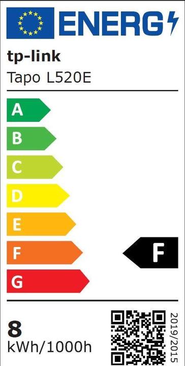 Label énergétique TP-Link Tapo (E27, 8 W, 806 lm, 1 x, F)