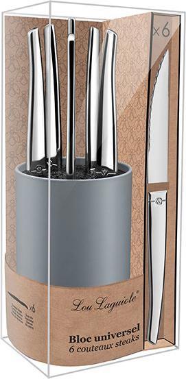 Actual product image Amefa JET - 6-pc steak knives in grey block - mirror (6 Piece, Knife)