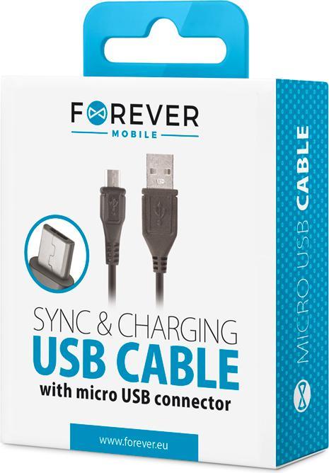 Actual product image Forever cable USB - microUSB 1,0 m 1A black (USB 1.0)