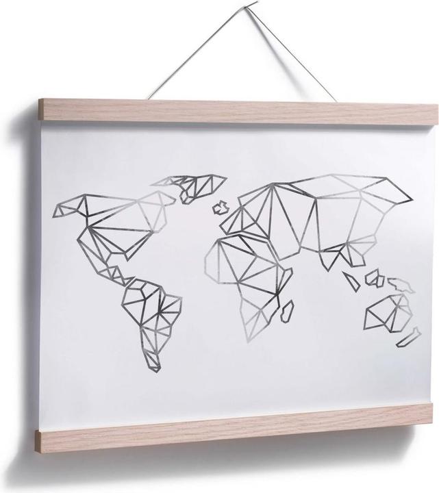 Produktbild Trenddeko Origami Weltkarte - Silber-Optik (120 x 100 cm)