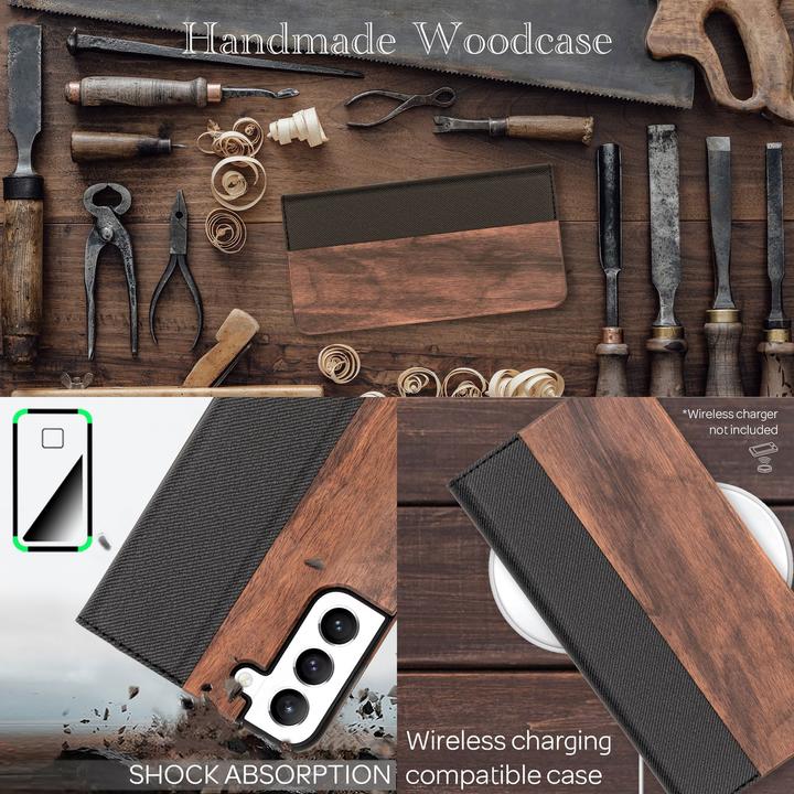 Actual product image Nalia Real wood flip case (Samsung Galaxy S22+)
