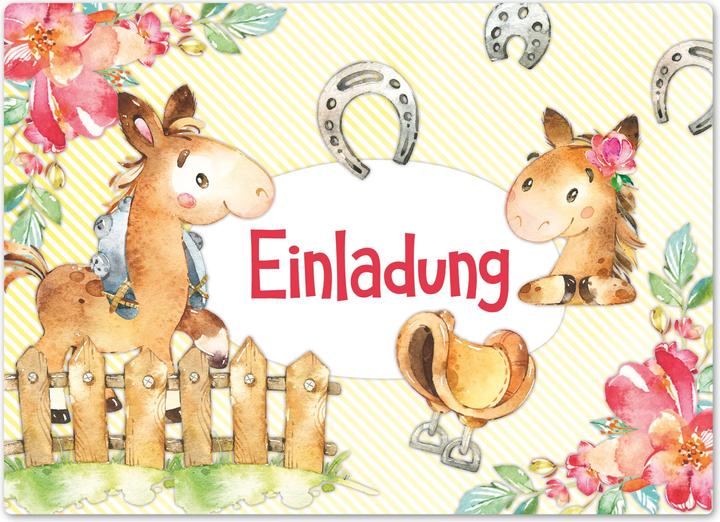 Image du produit Papierdrachen 12 cartes d'invitation pour un anniversaire - Chevaux (12 pcs)