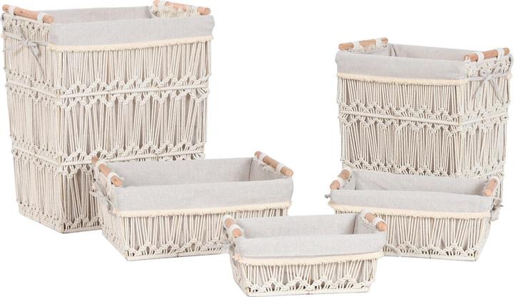 Actual product image Esprit Laundry basket Home White Natural Metal Shabby Chic 42 x 32 x 51 cm 5 Pieces