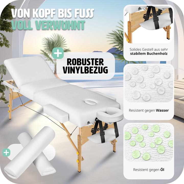 Actual product image tectake Ensemble de table de massage à 3 zones Somwang avec rembourrage de 7,5 cm d'épaisseur, rouleaux et c