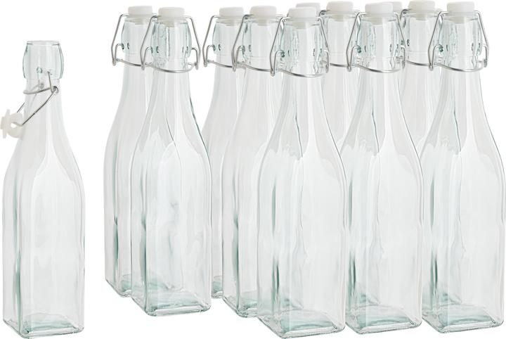 Actual product image VBS XXL glass bottles with swing top "square", 500 ml, 12 pieces (12 pcs., 0.50 l)