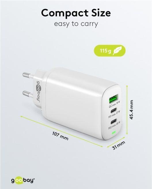 Immagine prodotto Goobay Caricabatterie rapido multiporta USB (65 W)