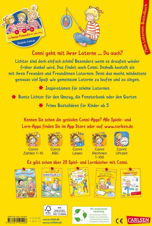Actual product image Conni Gelbe Reihe (Beschäftigungsbuch): Mein Laternen-Bastelbuch (German, Hanna Sörensen, Ulrich Velte, 2023)