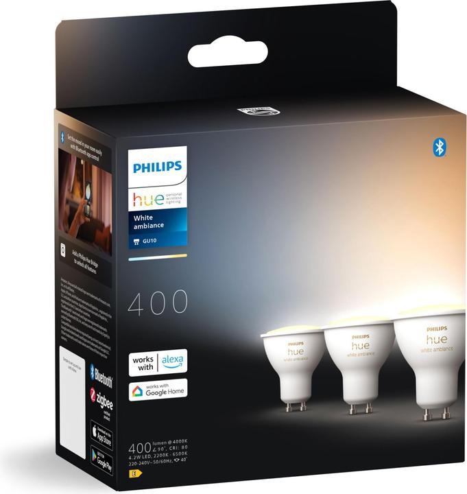 Image du produit Philips Hue White Ambiance (GU10, 4.20 W, 350 lm, 3 x, E)